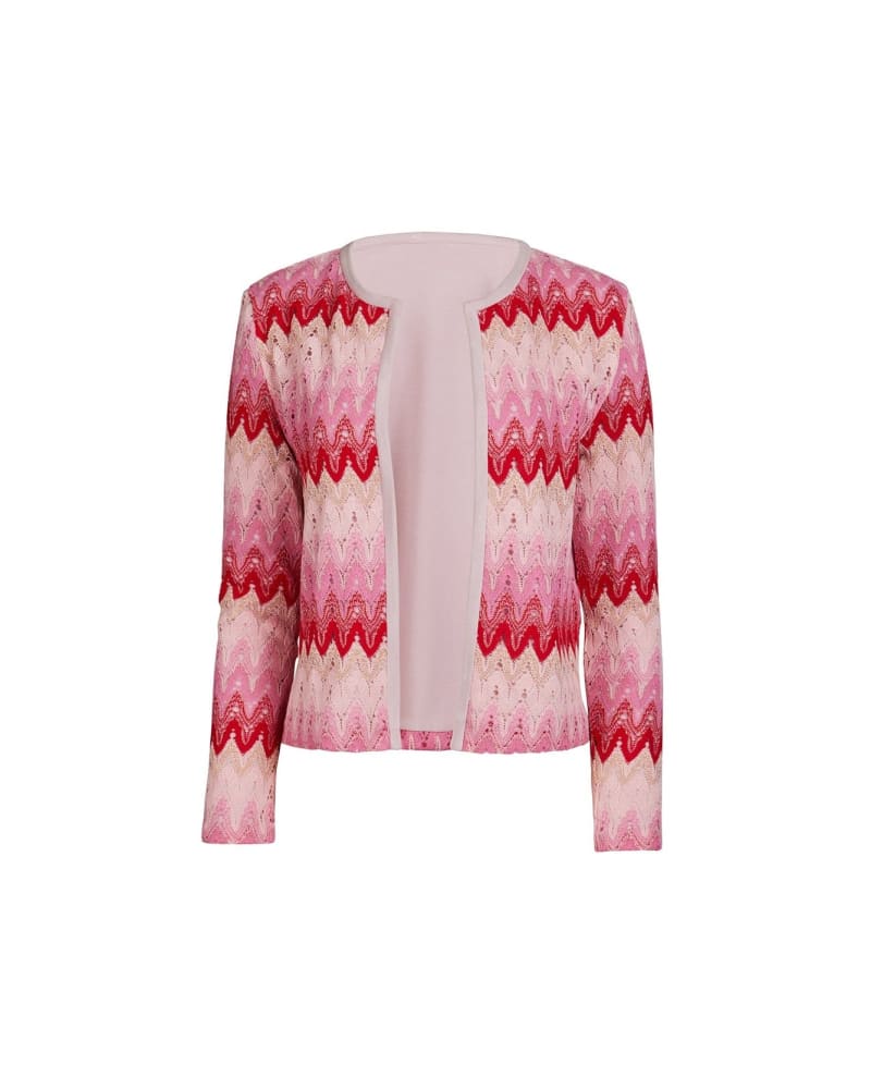 Front of a size XL Barbie Knit Cardigan in Pink by Hilary MacMillan. | dia_product_style_image_id:257929